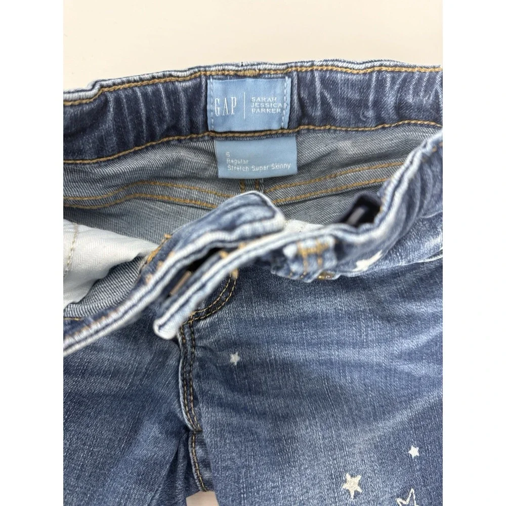 GAP Sarah Jessica Parker Jeans Embroidered Skinny Fit Size‎ 5 Girls Adjustable